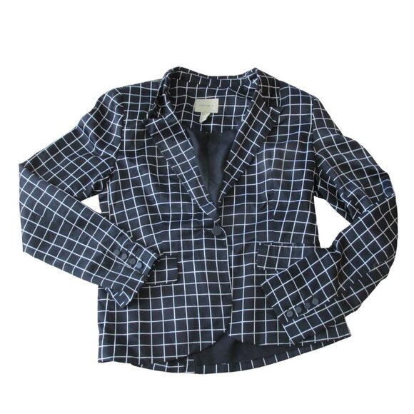 Forever 21 Single Button Blazer Jacket Womens Size Large Black White Check Coat - Picture 1 of 6